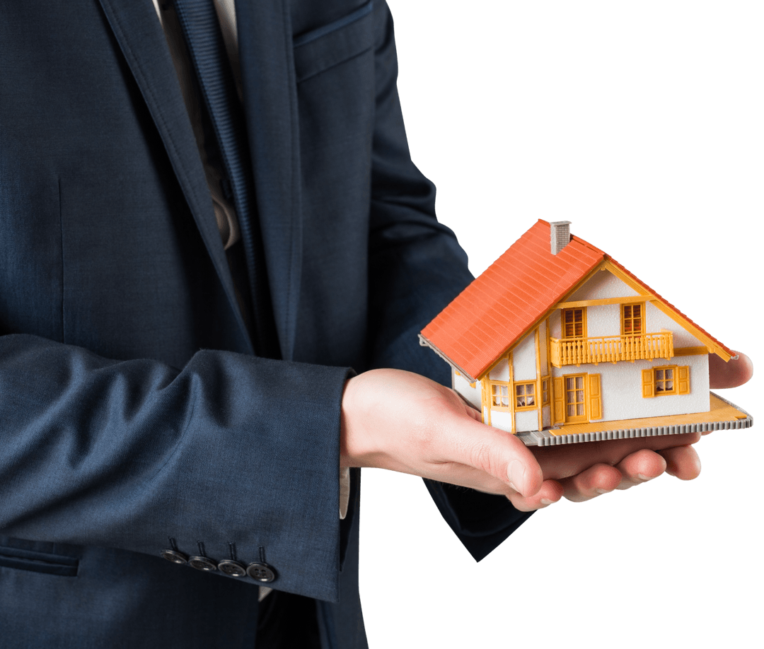 Businessman Holding Transparent Miniature House