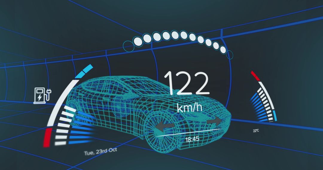 Futuristic Automotive Dashboard Blueprints with 3D Visualization