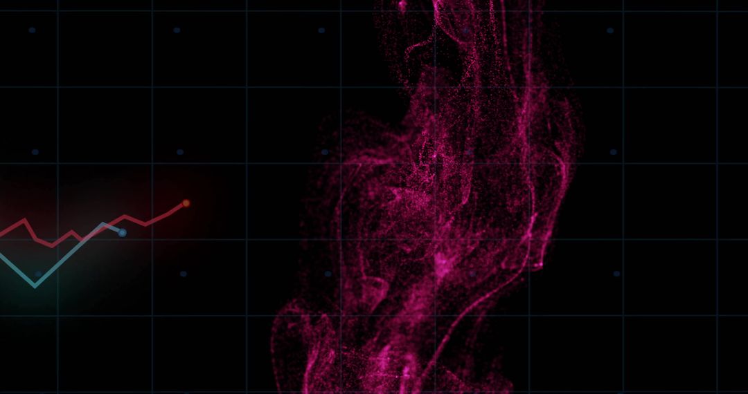 Abstract Pink Smoke Visualization with Fluctuating Graph