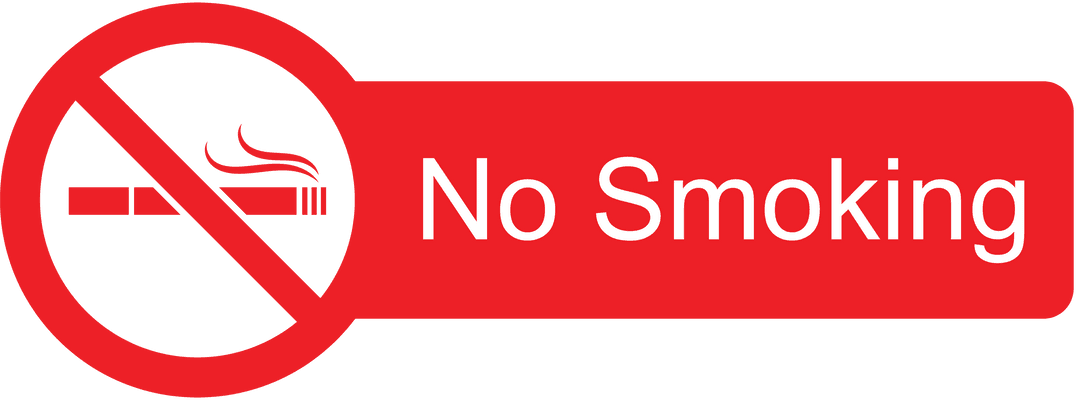 Red No Smoking Symbol with Text on Transparent Background