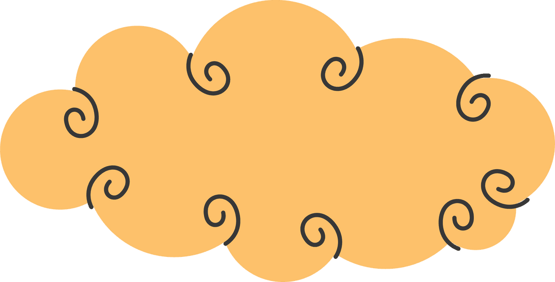 Abstract Stylized Orange Cloud Floating on Transparent Background