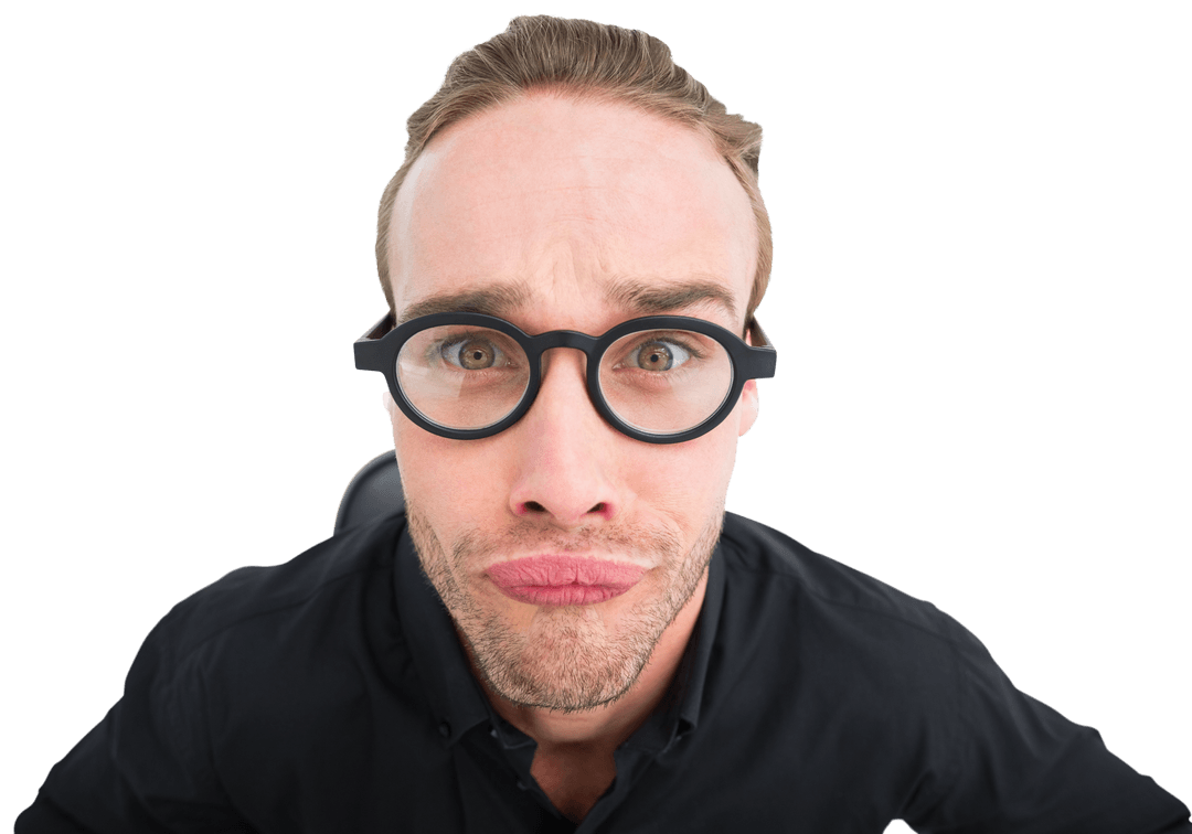 Funny Geek Portrait with Transparent Background