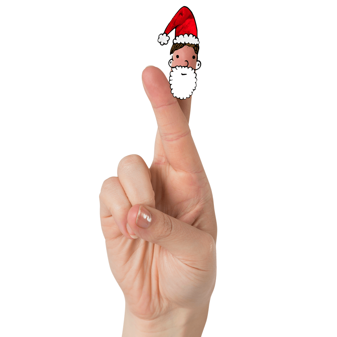 Fingers Creating Santa Puppet for Transparent Christmas Illustration