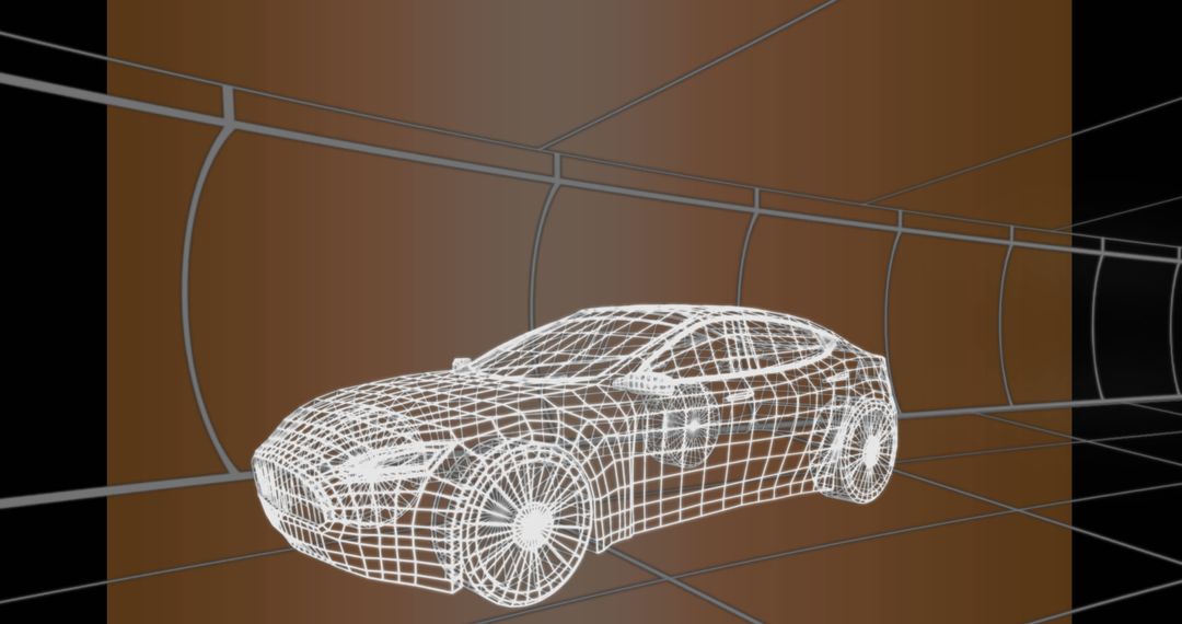 Futuristic Wireframe Car Design on Abstract Background