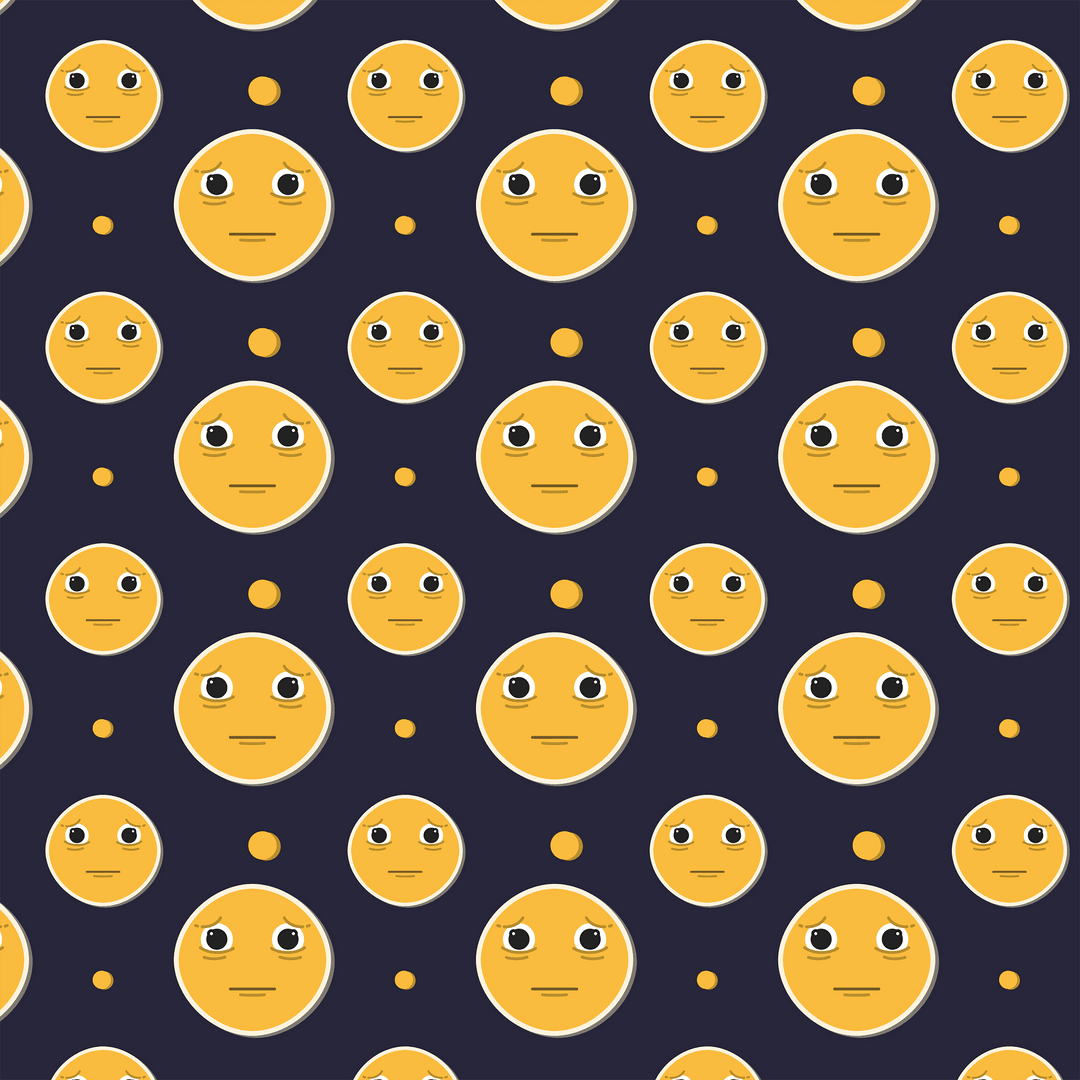 Seamless Emoji Pattern Vector, on Dark Transparent Background