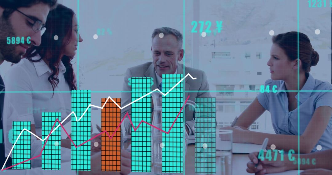 Business Professionals Analyzing Financial Graphs in Meeting - Free Images, Stock Photos and Pictures on Pikwizard.com