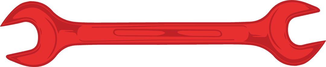 Red Double-Open-End Wrench with Glossy Finish on Transparent Background