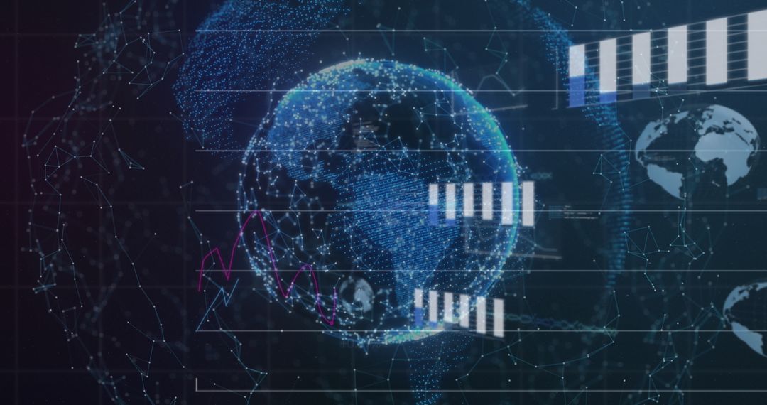 Digital representation of global network connections and data processing