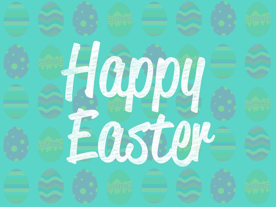 Colorful Easter Greeting with Patterned Eggs Background
