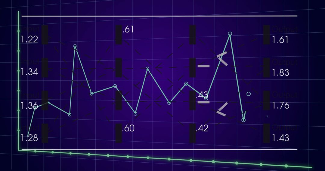 Line Graph with Data Elements on Purple Grid Interface