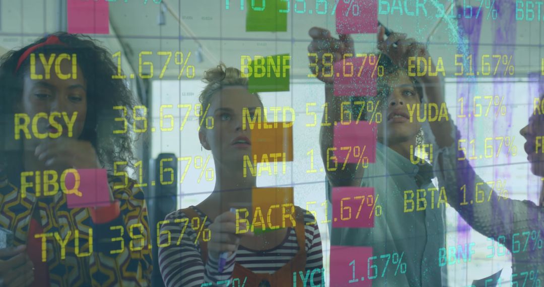 Analyzing Financial Data in Modern Office with Diverse Team