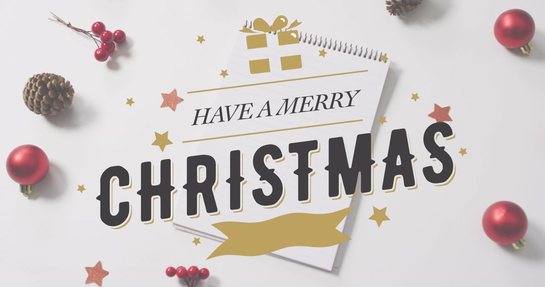 Holiday Greeting with Christmas Decorations and Festive Message