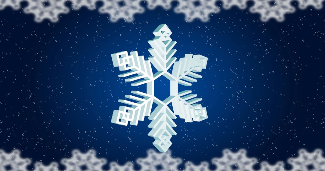 Geometric Snowflake on Starry Blue Background