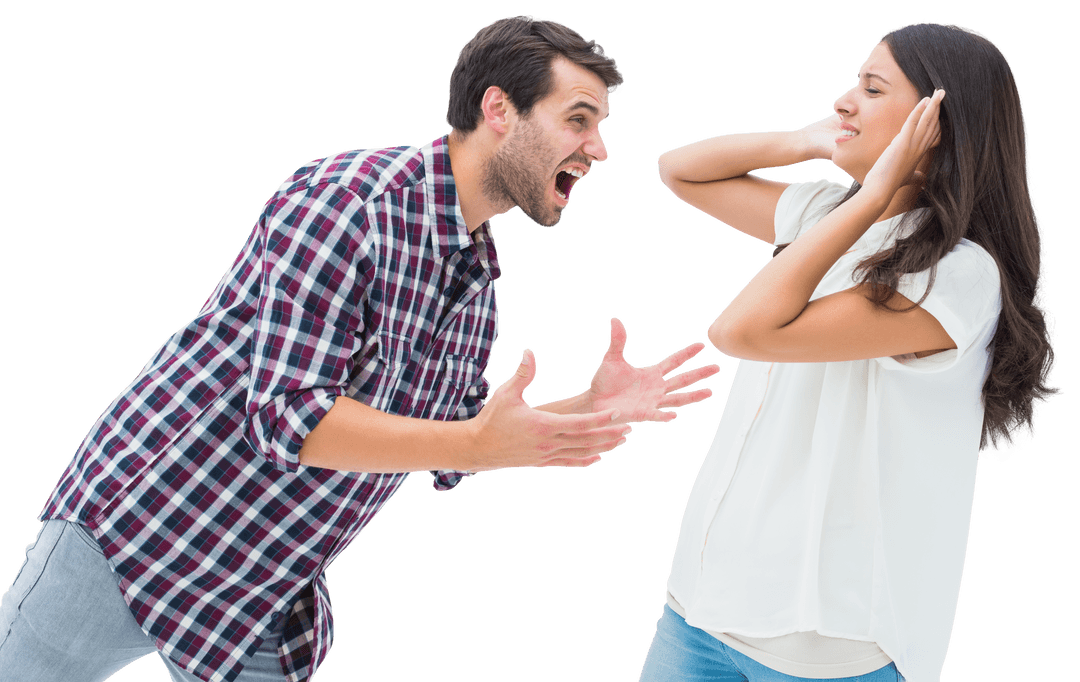 Transparent Caucasian Couple Arguing Emotion Anger Concept