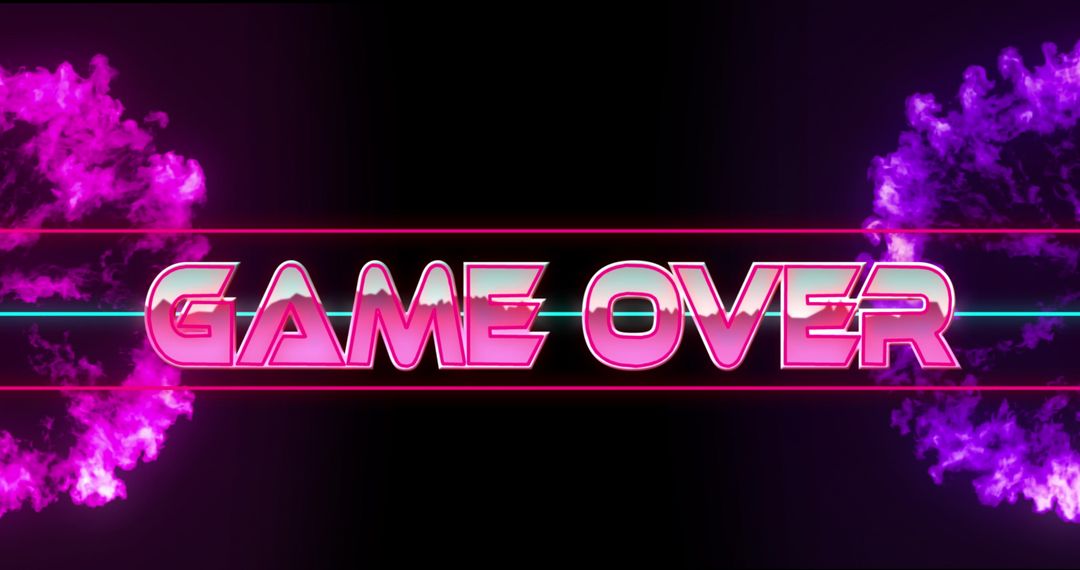 Retro Game Over Screen with Pink Explosions