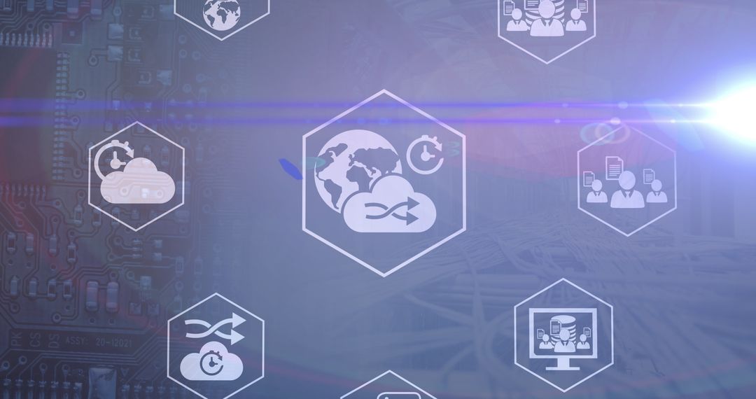 Abstract Digital Icons with Global Networking Concepts