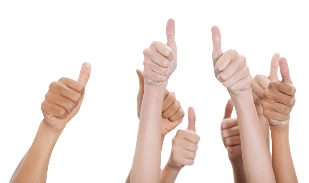 Transparent Thumbs Up Across Diverse Hands
