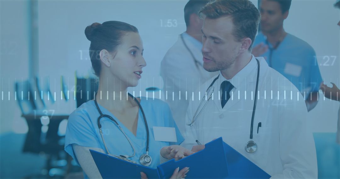 Doctors Collaborating Amid Digital Financial Data Interface