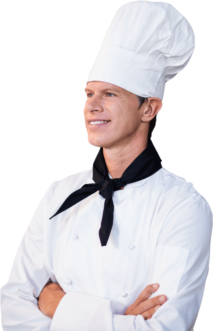 Transparent Smiling Male Chef with Crossed Arms