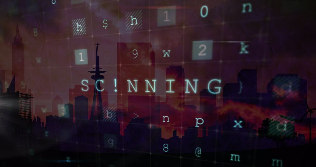 Cyber Attack Warning Concept Over Cityscape