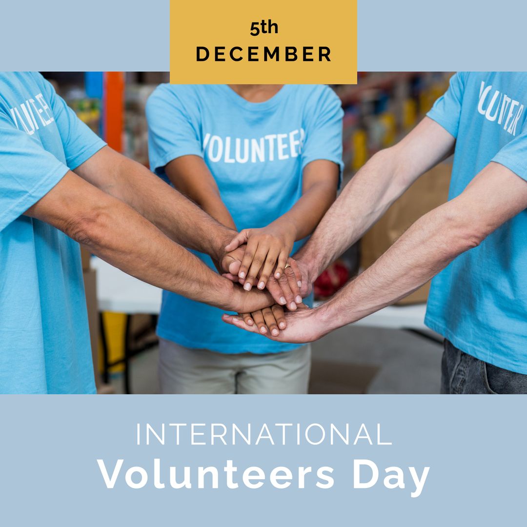 Diverse Volunteers Joining Hands for International Volunteers Day Celebration