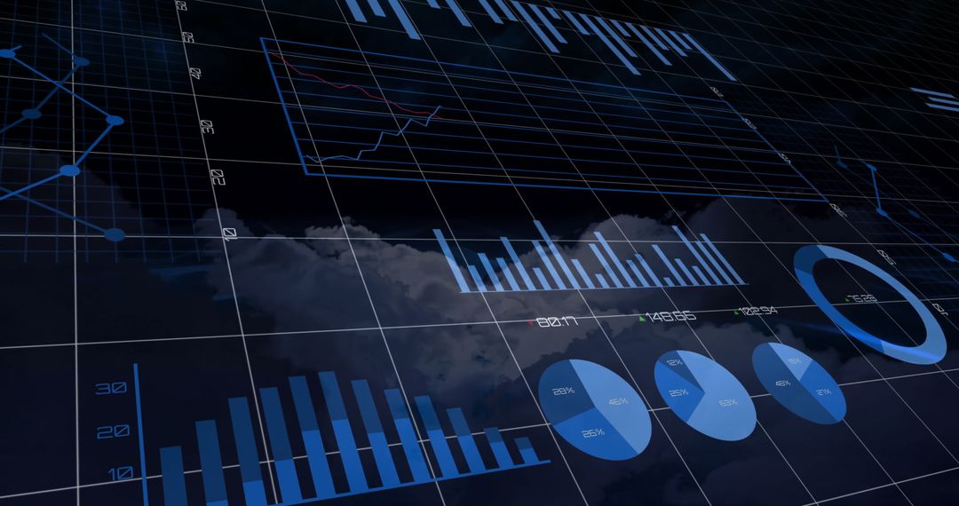 Digital Financial Data Charts over a Cloud Background