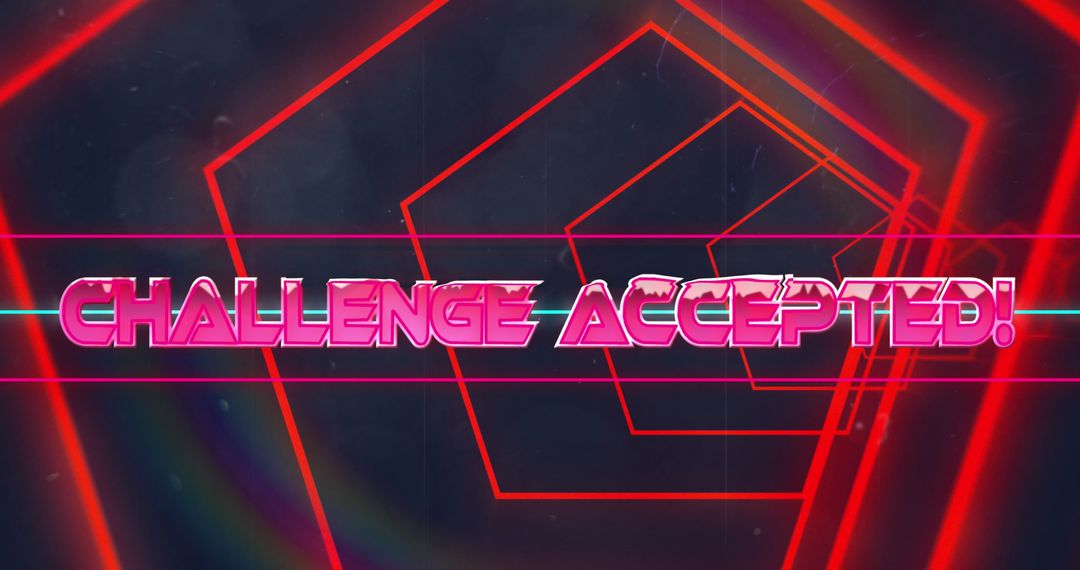 Retro Style Neon Challenge Accepted Illustration