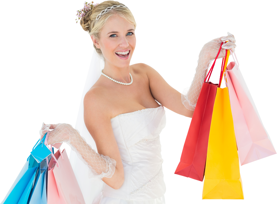 Happy Bride Holding Colorful Shopping Bags Transparent Background - Download Free Stock Images Pikwizard.com