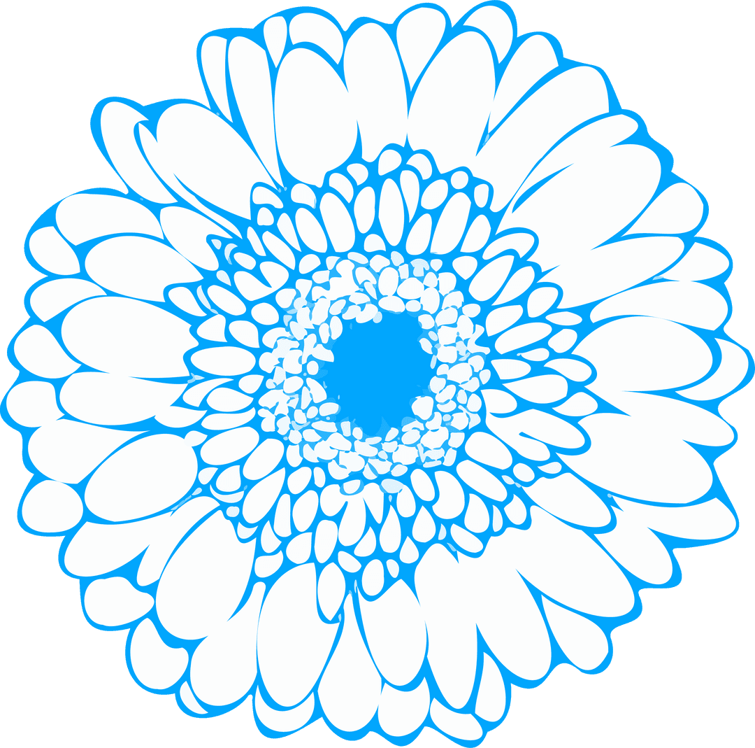 Transparent Blooming Flower Vector in Blue Outline