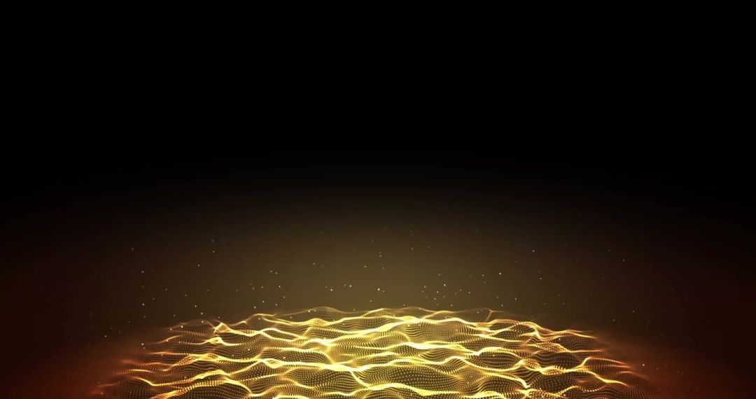 Digital Waves of Yellow Light on Black Background