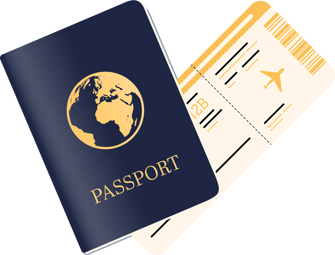 Transparent Passport and Plane Ticket Illustration for Travel Concepts