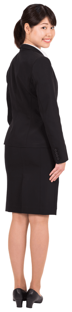 Asian Businesswoman Smiling in Formal Attire, Transparent Background