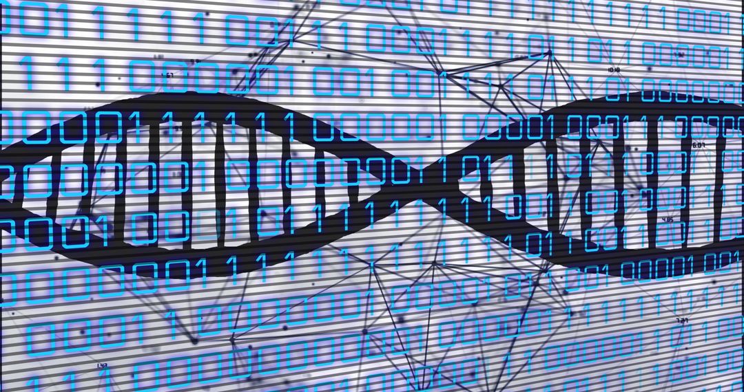 DNA Strand with Binary Code and Digital Connections
