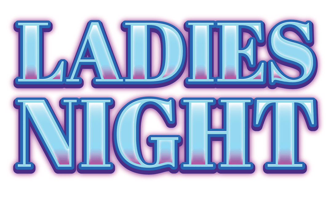 Ladies Night Text in Blue on Transparent Background for Announcements