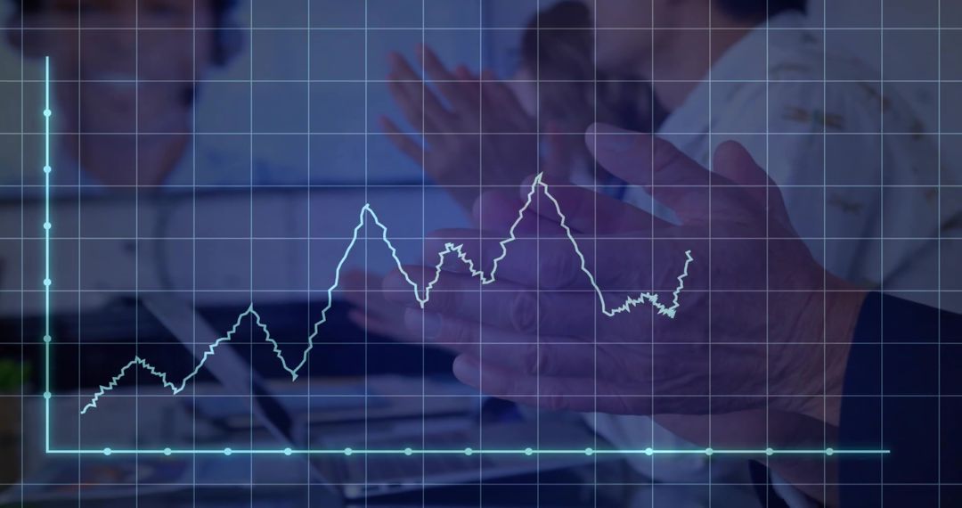Business Team Analyzing Data with Graphs and Charts Overlay