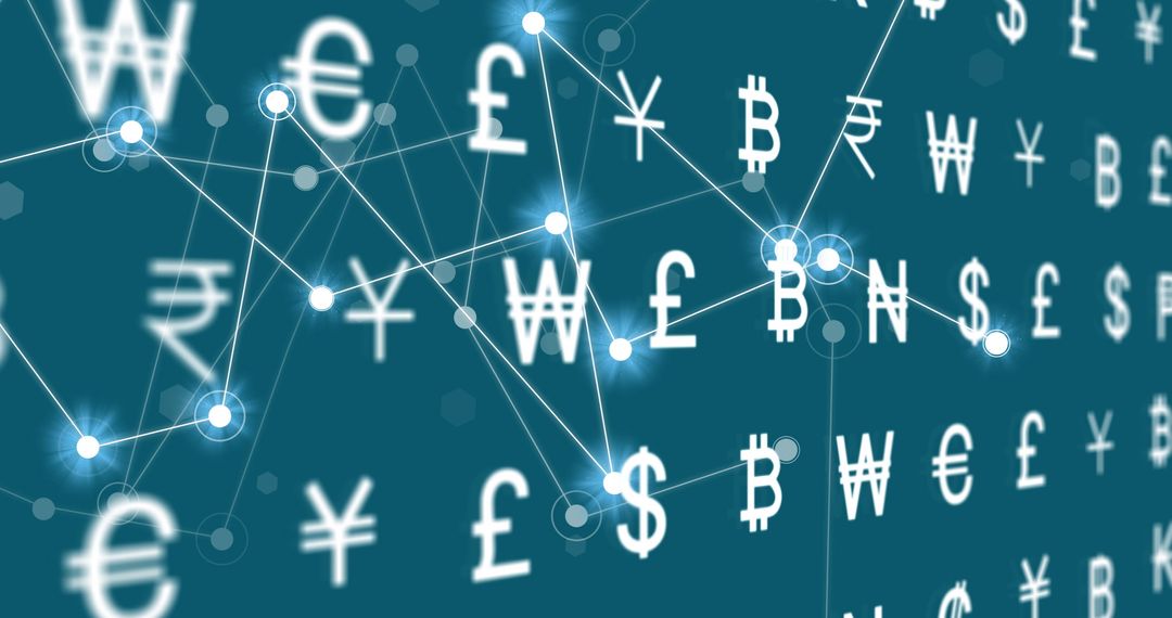 Digital Network Adjoining Global Currency Symbols