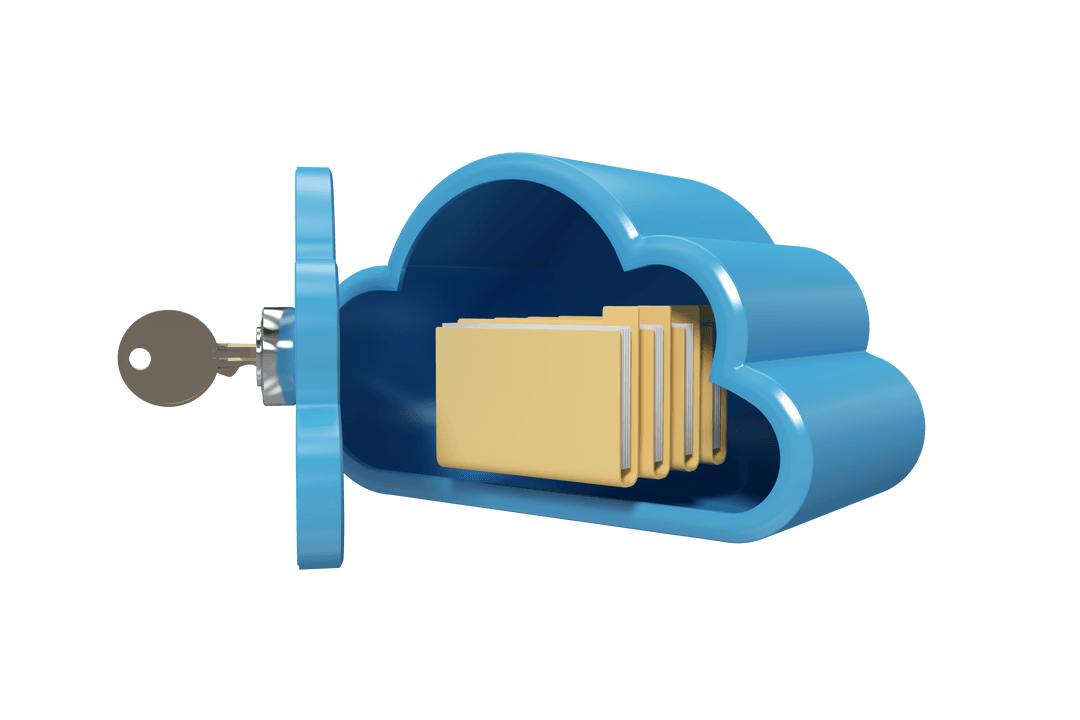 Transparent Cloud Lock with Key and Folders