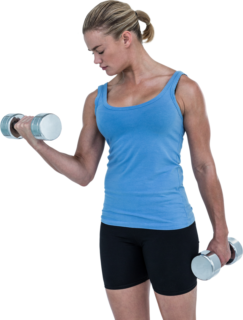 Fit Woman Lifting Dumbbells in Athletic Apparel on Transparent Background - Download Free Stock Images Pikwizard.com