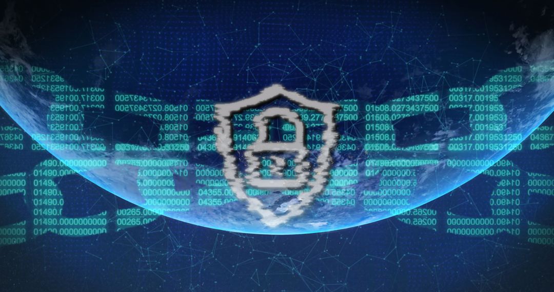 Digital Padlock Icon Over Globe Illustrating Global Cybersecurity