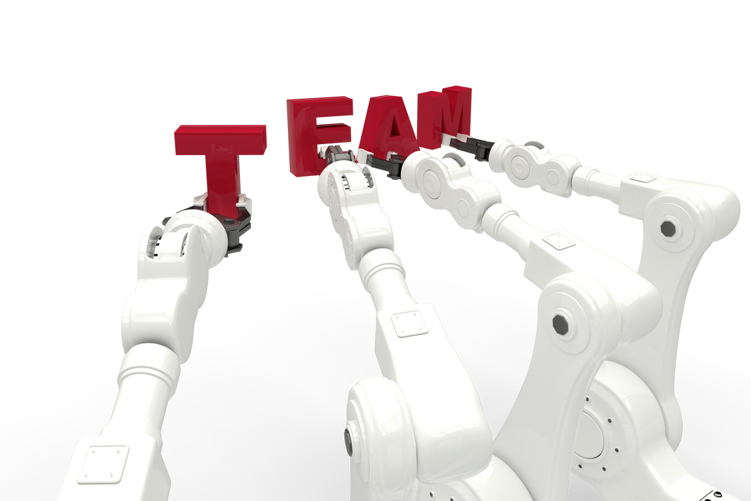 Robot Hands Arranging TEAM Text on Transparent Background - Download Free Stock Images Pikwizard.com