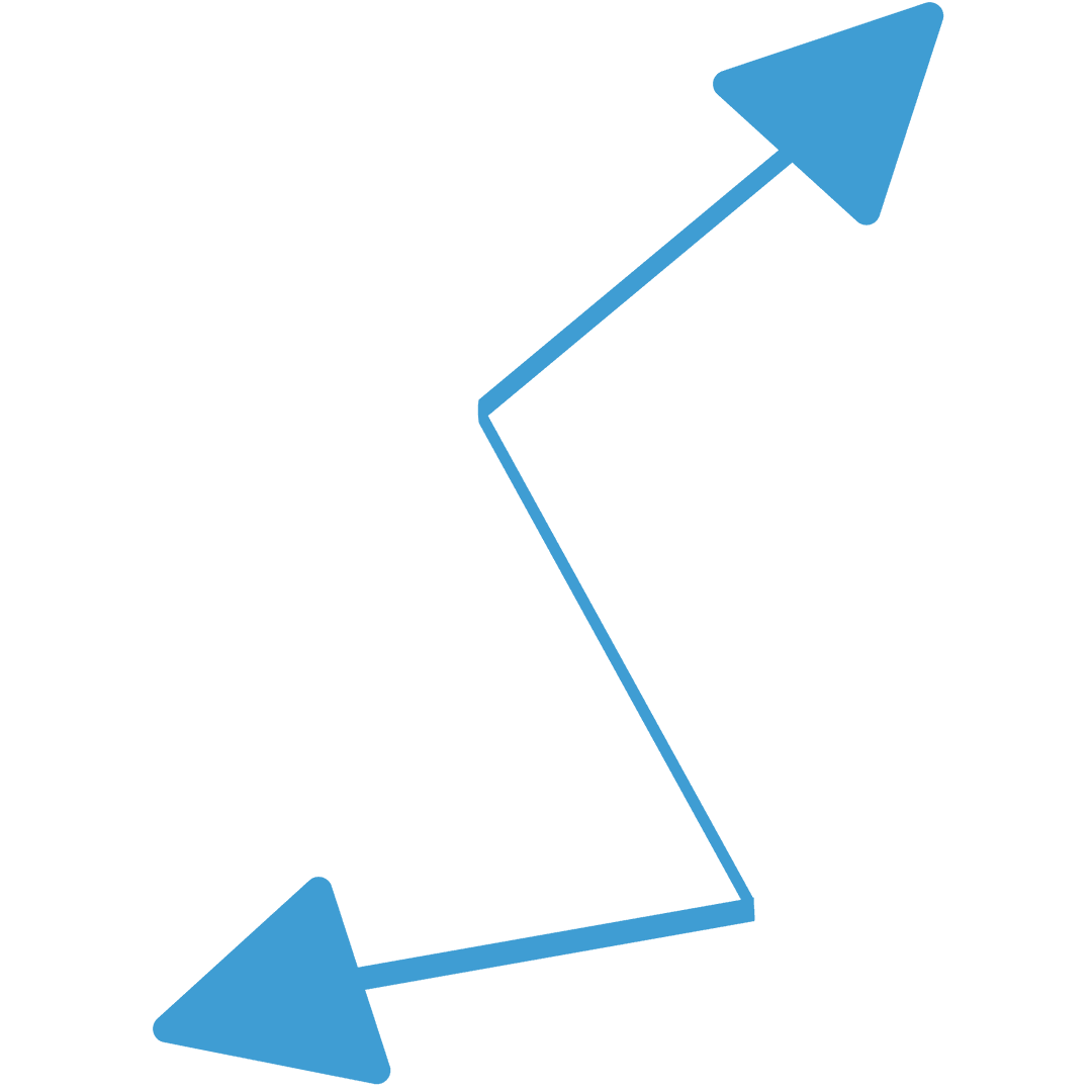 Blue Double-Ended Arrow on Transparent Background