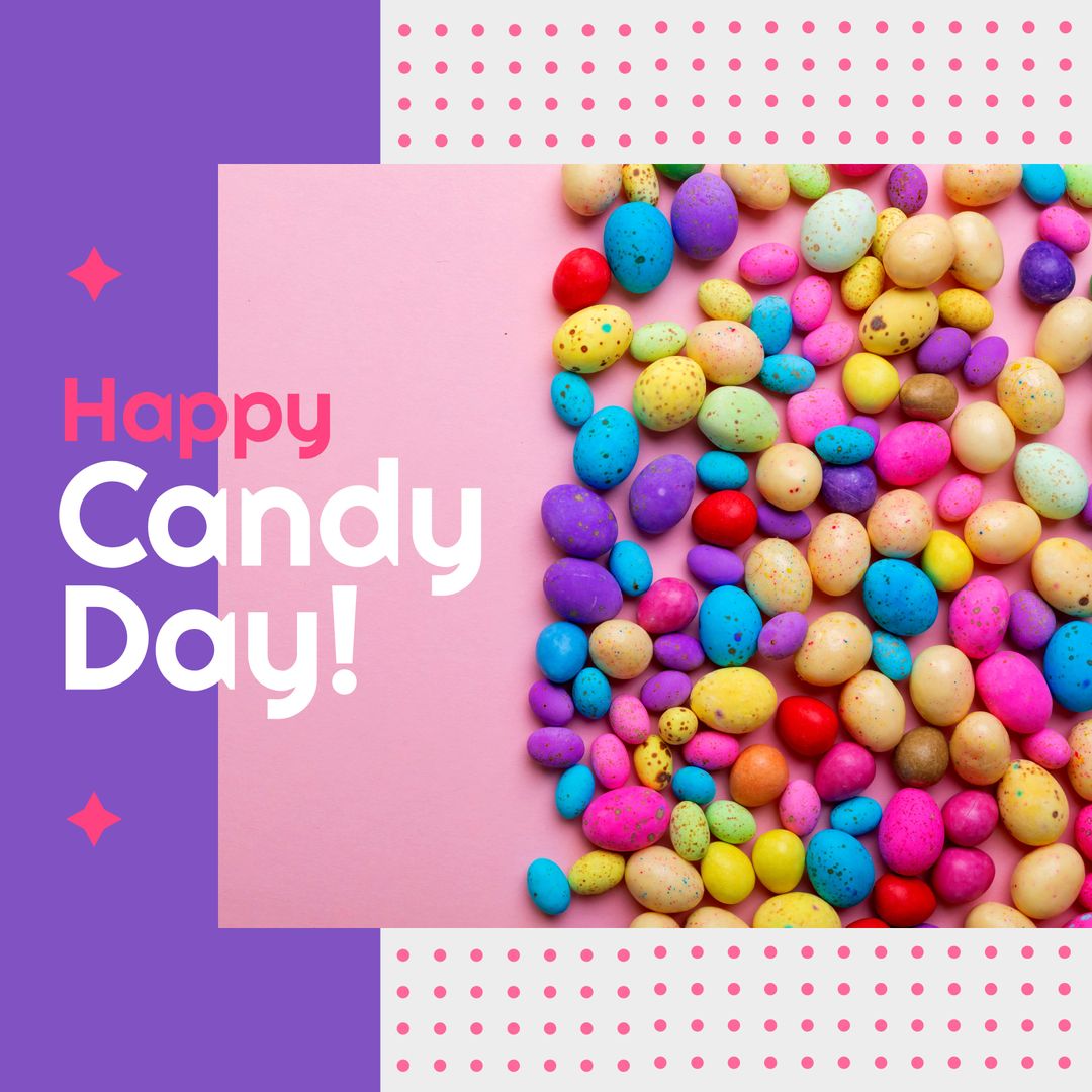 Happy Candy Day with Colorful Candy Eggs and Festive Message