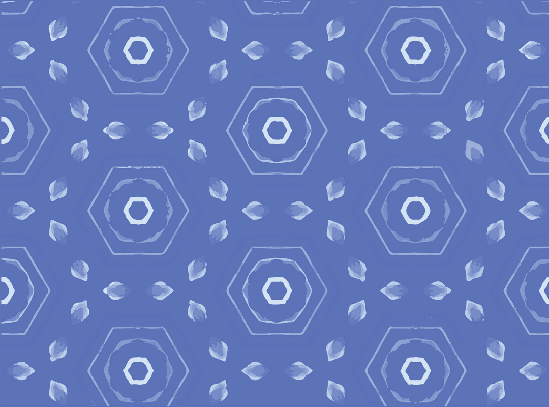 Blue Hexagons and Leaves with Transparency