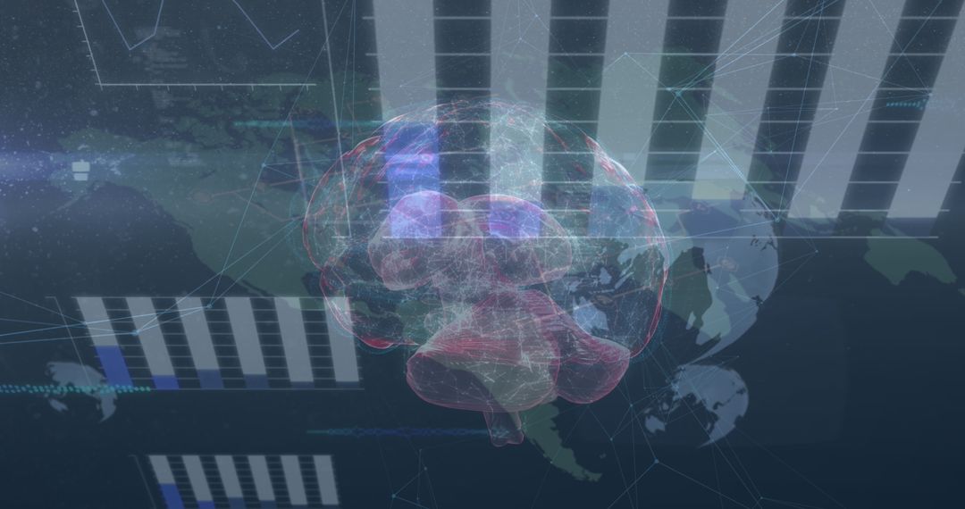 digital brain interface with global data visualization - Free Images, Stock Photos and Pictures on Pikwizard.com