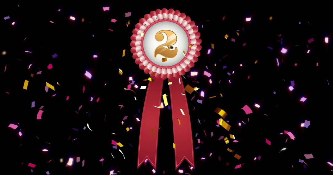 Second Place Rosette and Falling Confetti Celebration