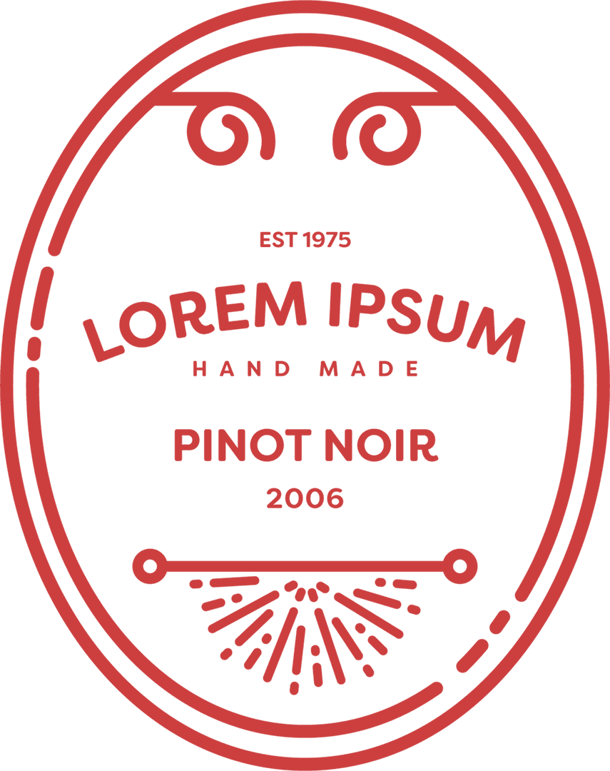 Red Vintage Wine Label on Transparent Background