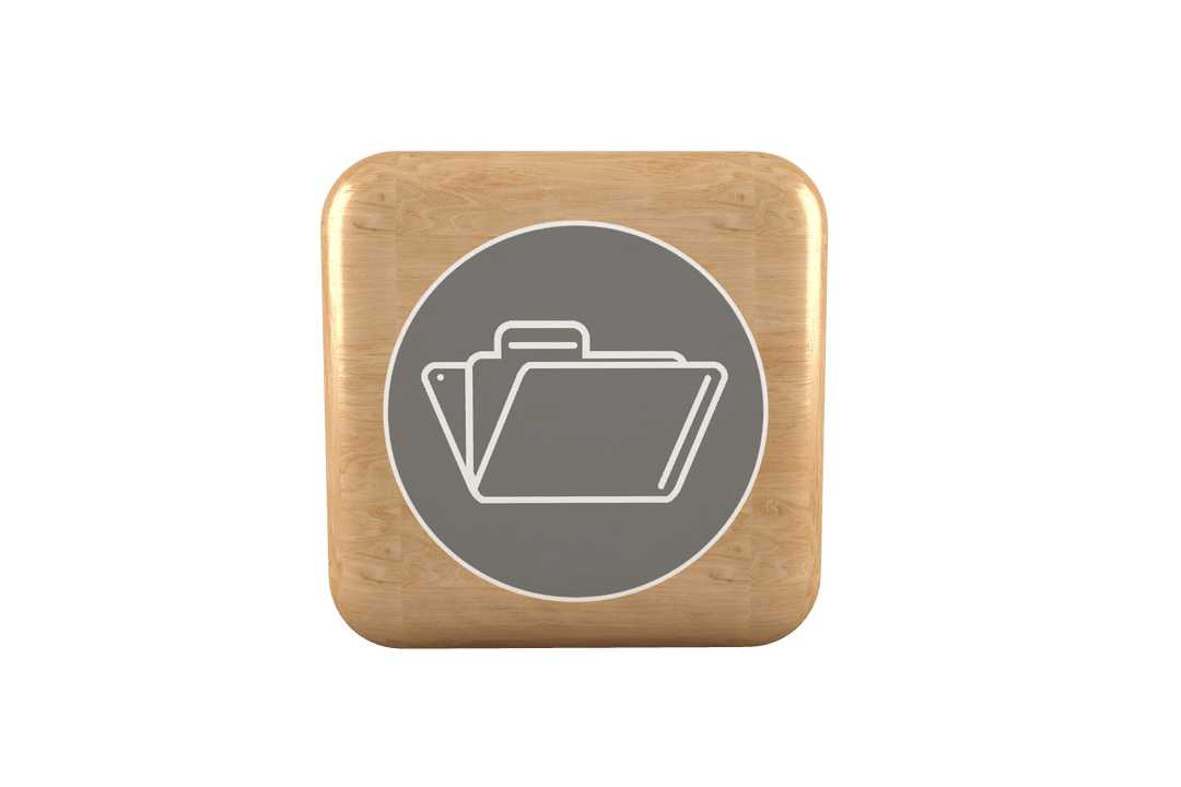 Transparent File Icon on Brown Wooden Cube Vector Illustration