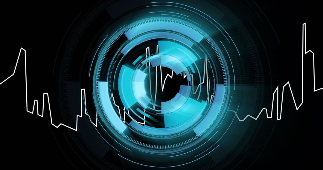 Futuristic Data Processing Interface with Blue Circles