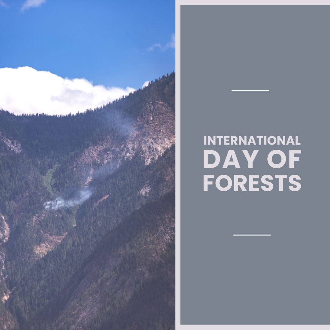 Mountains with Smoke Celebrating International Day of Forests