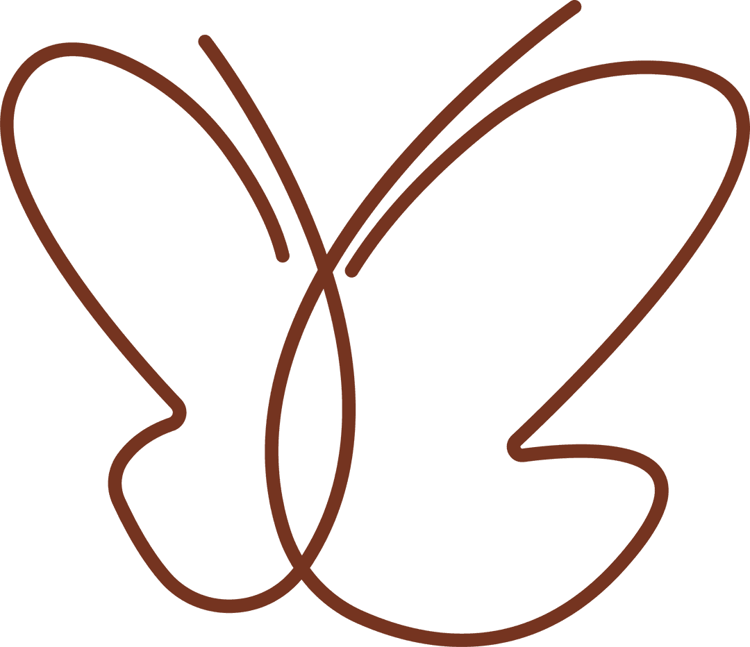 Minimalist Brown Line Butterfly Illustration on Transparent Background